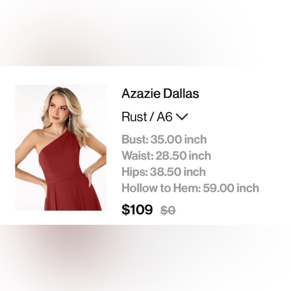 Azazie One-Shoulder Dress in Rust Red